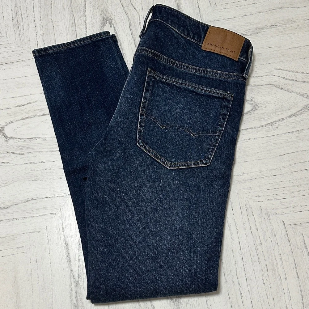 American Eagle Outfitters Men's Dark Blue Skinny Jeans - Picture 2 of 6